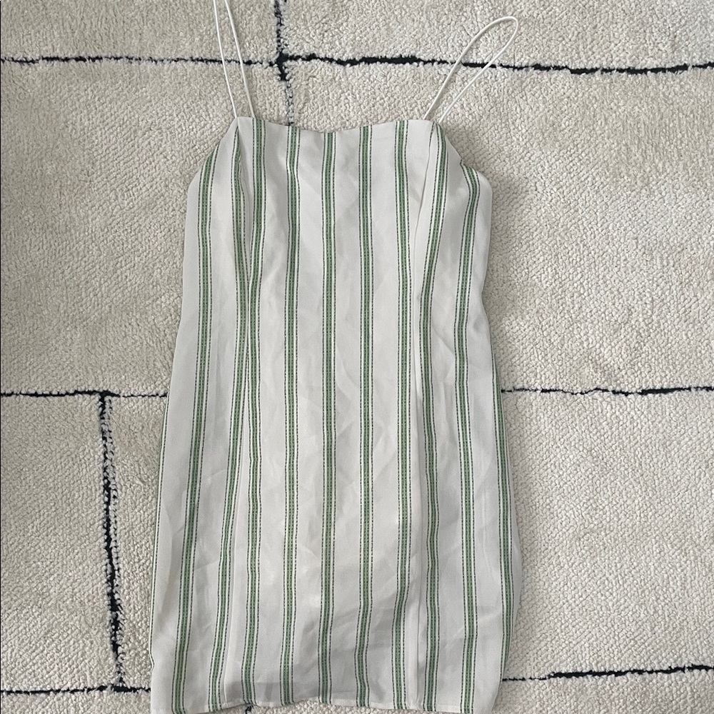 Urban Outfitters Green and White Striped Mini Dress